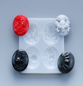 Skull & Guns, Bat, Spider & Lady Cameo Moulds